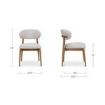 Ellie Dining Chair front and side views with dimension measurements displayed