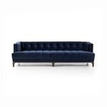 Navy velvet fabric swatch showing smooth, velvety texture and rich color