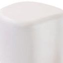 Close-up of smooth white rounded corner of Pebble End Table showing matte finish