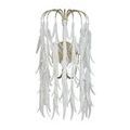 Dimly lit Glen Arbor Wall Sconce showing gentle illumination through white glass leaves and gold accents