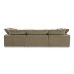Terra sectional's back view showing smooth fabric upholstery and cushion profiles
