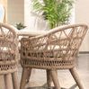 Two Dana Rope Dining Chairs from rear in bright indoor room with plants and sunlight on floor