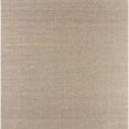 Beige machine woven area rug with a flat, no-pile texture and subtle natural fiber look