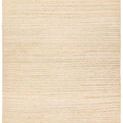 Kazbek handknotted tan rug with striped pattern of alternating woven and cut jute and cotton fibers