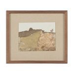 Abstract Study I by Paul Meyer, mixed media painting with textured surfaces in neutral earth tones, framed in wood