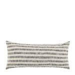 Rectangular Linna Throw Pillow with neutral-toned, horizontal woven stripes in cotton-linen blend