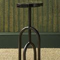Grove Drinks Table shown in room setting with patterned green wallpaper and woven jute rug