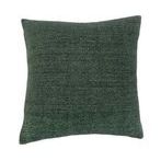 Square 20 inch handwoven accent pillow in moss green with textured heavyweight linen front and woven cotton back