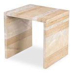 Opposite angled view highlighting diagonal marble veins and consistent striping on the sides and top.