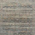 Traditional Heritage Sky / Sunset Rug with vintage-inspired motifs in muted blue, beige, and rust tones and variable-pile ...