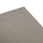 angled top view highlighting soft grey finish and natural texture of wood veneer