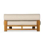 Back of Malta sofa featuring solid wooden base and horizontal cushion support