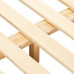 Wooden slat bed base showing natural wood finish and cross support detail