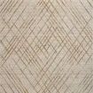 Beige and gold abstract patterned area rug with linear motifs and distressed texture