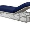 Rear angled view of Miami Adjustable Chaise showing adjustable backrest mechanism and rope frame detail
