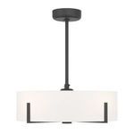 Side view of Mansell 4-Light Fan D'Lier showcasing the white shade and matte black frame detail