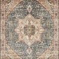 Traditional style Saban Blue / Multi Rug with a large central medallion and intricate floral motifs in blue, beige, and ru...