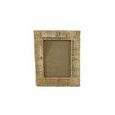 Rectangular photo frame made from natural jute with woven texture and warm beige tones