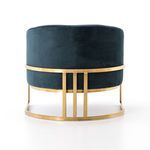Rear view of Corbin Chair showing brass frame design and smooth velvet back