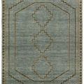Second primary view, large blue and gray medallion rug flat and fully visible