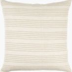 Square Mindy Ivory Accent Pillow with soft neutral horizontal crèmé and light brown linen stripes