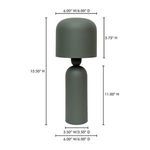 Echo Lamp size and dimension diagram showing height and width measurements in inches