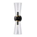 Byford Bath Wall Sconce angled right on white background with visible black brass body and gold metal accents