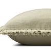 Side profile showing pillow thickness and textured pleated raw-edge flange