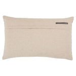 Back view of pillow with brand label on corner and concealed zipper