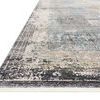 Low angled side view highlighting muted charcoal border and flat power-loomed texture of the Gemma rug