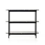 Straight-on back view of Jasper Nightstand showing full width of marble shelves
