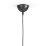 Top view of black ceiling mount and fabric cord for glass globe pendant