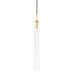 Nyah Large Aged Brass Glass Shade Pendant Light with oversized tubular clear glass and aged brass socket