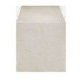 Side profile of bench emphasizing thick legs and rectangular shape with terrazzo texture