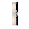 Bowland Nickel Bath Wall Sconce with hourglass shape, opaque glass tubes, and sleek nickel metal caps