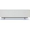 Back view emphasizing four cable cutouts on the solid white lacquer rear panel