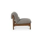 Side profile displaying chair’s padded seat and low, armless silhouette of Pierce Accent Chair