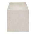 Front facing view of bench emphasizing thick rectangular legs and uniform terrazzo pattern
