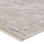 Close-up angled view showing plush texture and subtle tonal pattern of the rug's border