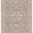 Traditional beige and gray rug with a transitional center medallion and scrolling tree of life decorative pattern