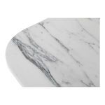 Close-up of marble surface showing sharper gray veining detail on white stone