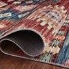 Close-up side view of Zion Fiesta rug rolled to show thin, low-pile backing