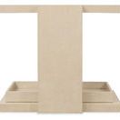 Back view of Westwood End Table highlighting wide vertical panel and tray recessed inside base