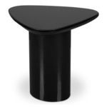 Eden accent table showing a slightly angled side view of the black high gloss finish