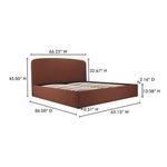 Joan Queen Storage Bed with dimensions overlay showing width, height, and depth measurements