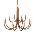 Top view showing metal ceiling plate and rattan covered chain supporting fixture