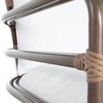 Three-seat sofa without cushions viewed from the front showing oak frame and woven seat straps
