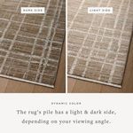 Side-by-side comparison of Wade Brown Stone Rug’s light side and dark side pile color