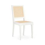 Jansen Cane and Lacquered Mahogany Side Chair in White with cane seat and back, lacquered white mahogany frame, straight legs