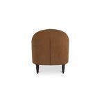 Pandora Accent Chair viewed from the back exhibiting rounded top and dark wooden legs